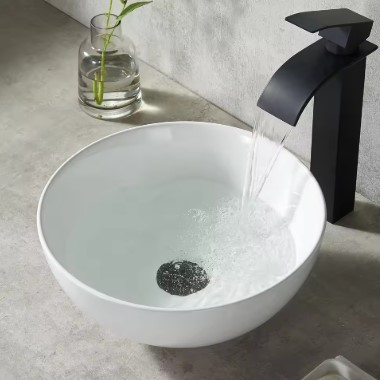 White Ceramic Vessel Sink Furniture