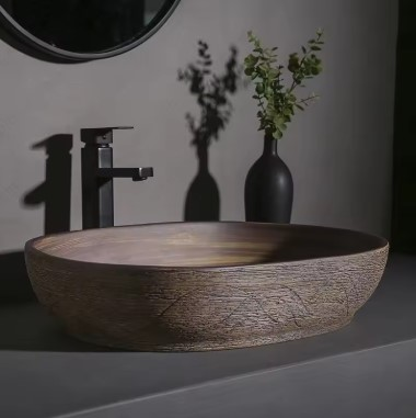 Brown Ceramic Vessel Sink B