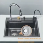 Discharge Modes Stainless Steel Waterfall Kitchen Sink